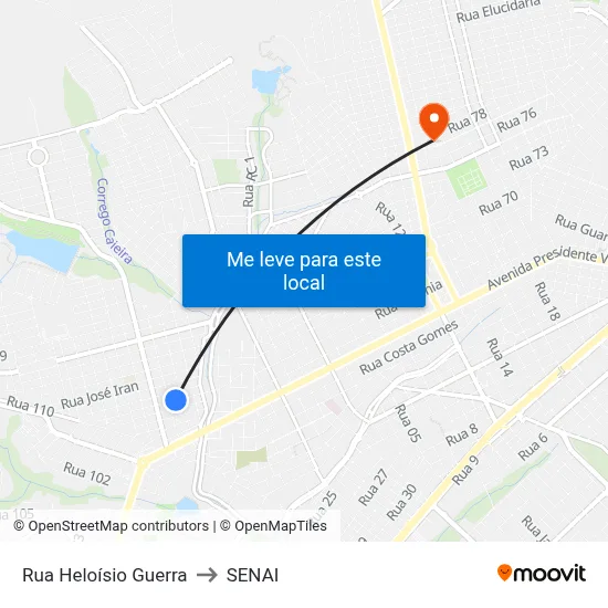 Rua Heloísio Guerra to SENAI map