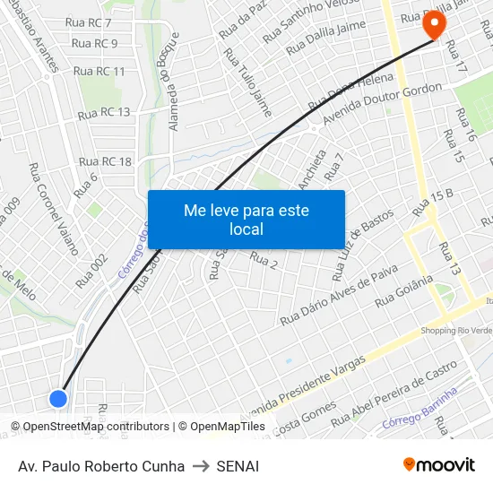 Av. Paulo Roberto Cunha to SENAI map
