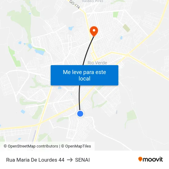 Rua Maria De Lourdes 44 to SENAI map