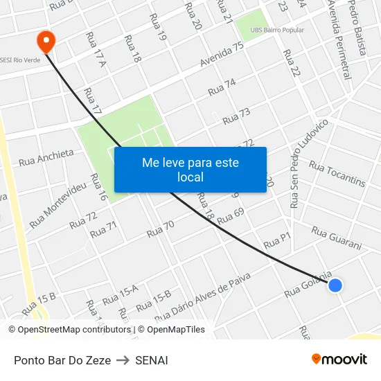 Ponto Bar Do Zeze to SENAI map