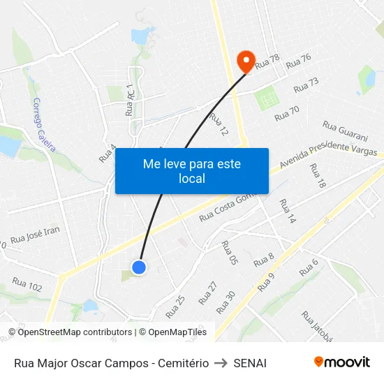 Rua Major Oscar Campos - Cemitério to SENAI map