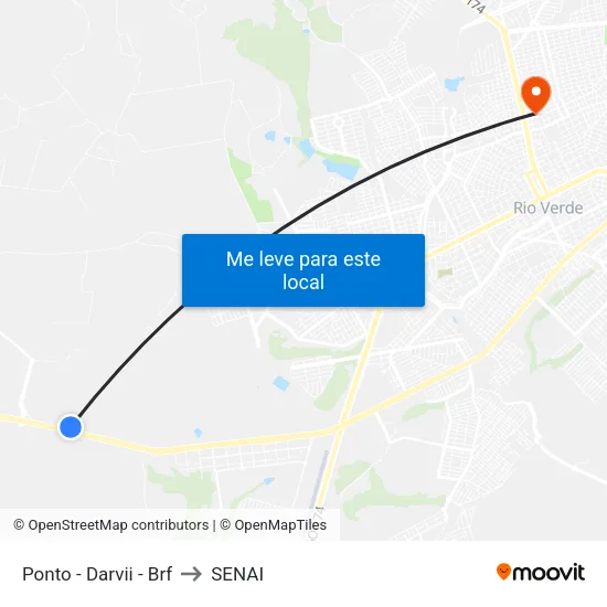 Ponto - Darvii - Brf to SENAI map