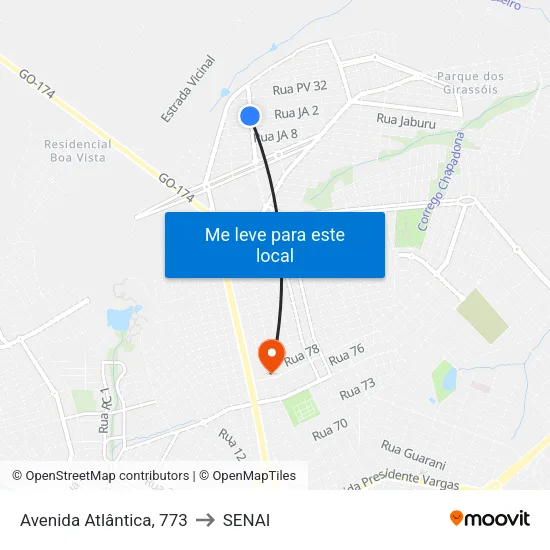 Avenida Atlântica, 773 to SENAI map