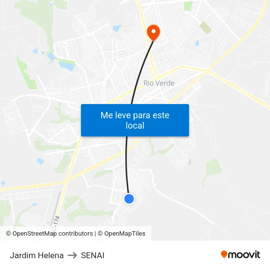 Jardim Helena to SENAI map