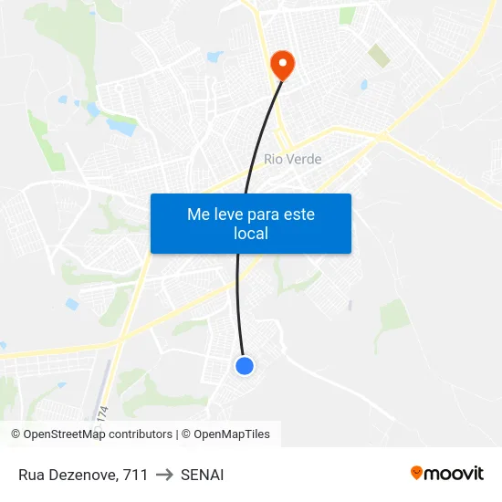 Rua Dezenove, 711 to SENAI map