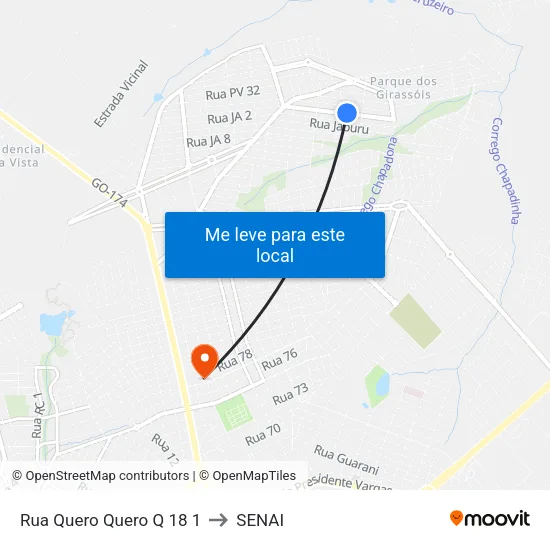 Rua Quero Quero Q 18 1 to SENAI map