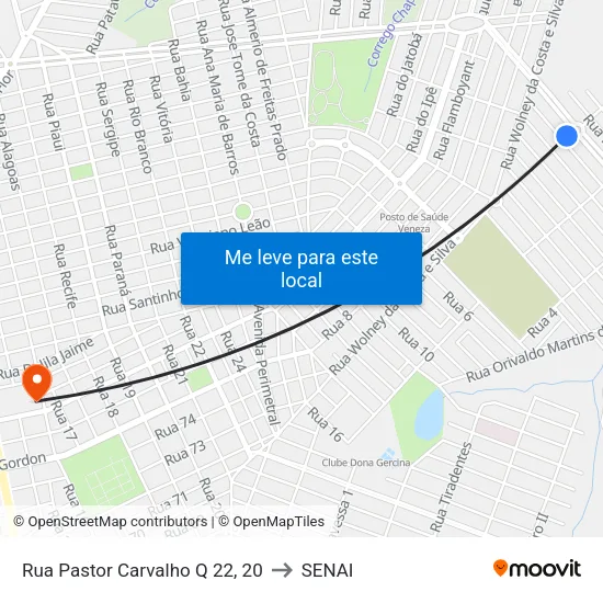 Rua Pastor Carvalho Q 22, 20 to SENAI map