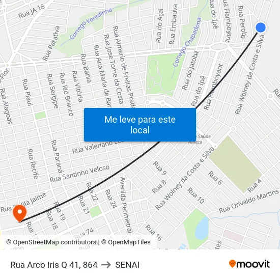 Rua Arco Iris Q 41, 864 to SENAI map