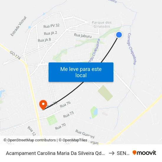 Acampament Carolina Maria Da Silveira Qd20, 9 to SENAI map