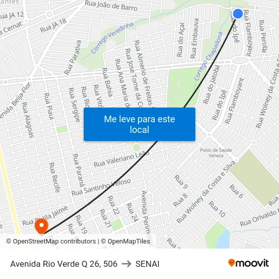 Avenida Rio Verde Q 26, 506 to SENAI map