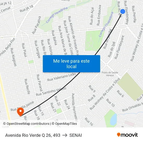 Avenida Rio Verde Q 26, 493 to SENAI map