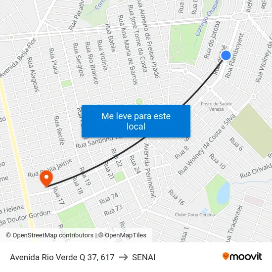 Avenida Rio Verde Q 37, 617 to SENAI map