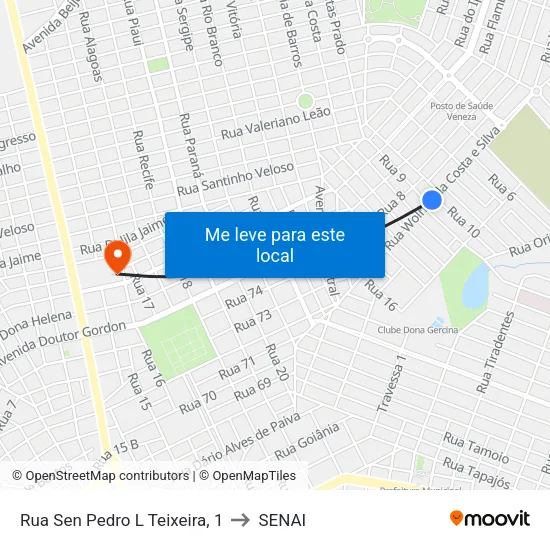 Rua Sen Pedro L Teixeira, 1 to SENAI map