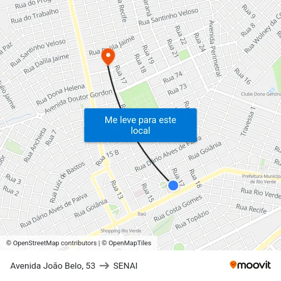 Avenida João Belo, 53 to SENAI map