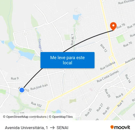 Avenida Universitária, 1 to SENAI map