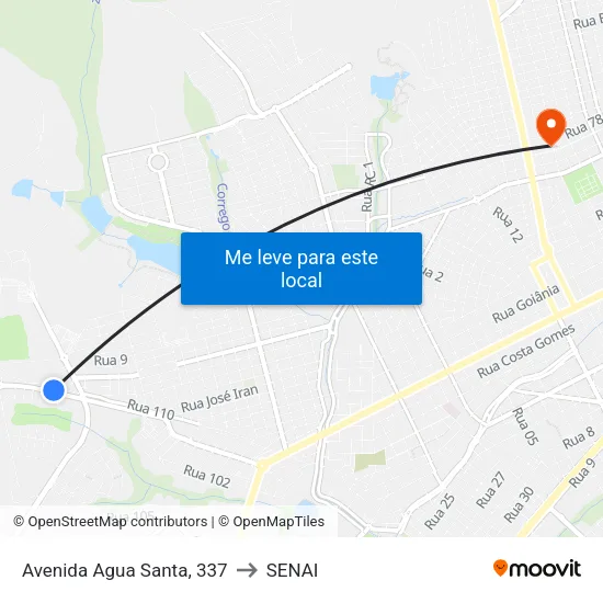 Avenida Agua Santa, 337 to SENAI map