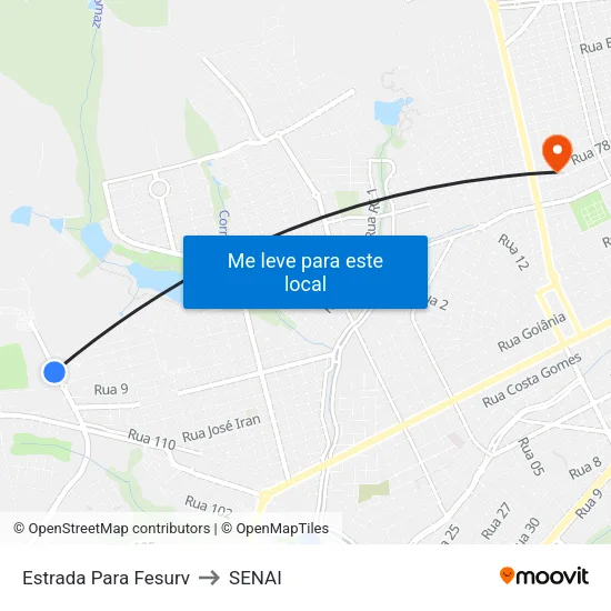 Estrada Para Fesurv to SENAI map