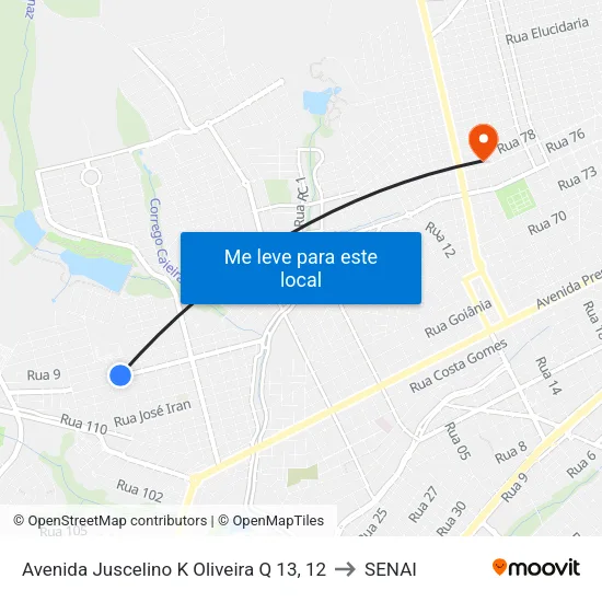 Avenida Juscelino K Oliveira Q 13, 12 to SENAI map