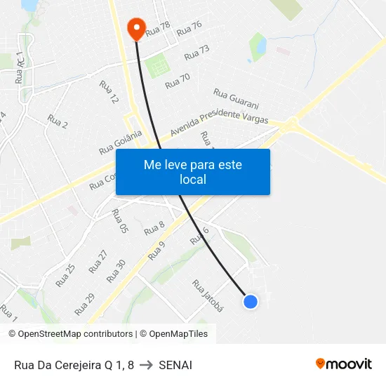 Rua Da Cerejeira Q 1, 8 to SENAI map
