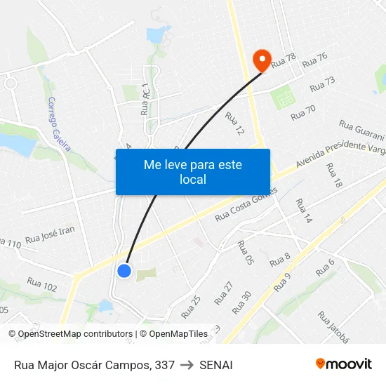 Rua Major Oscár Campos, 337 to SENAI map