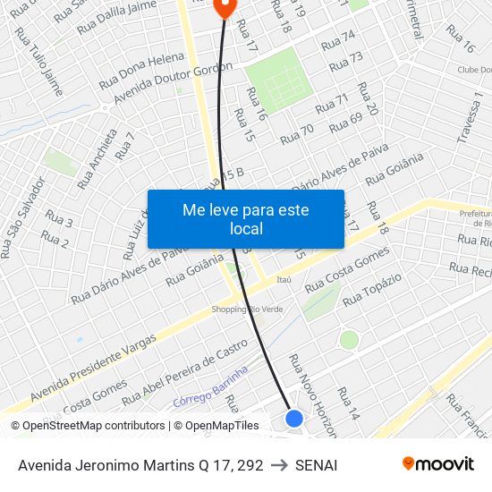 Avenida Jeronimo Martins Q 17, 292 to SENAI map