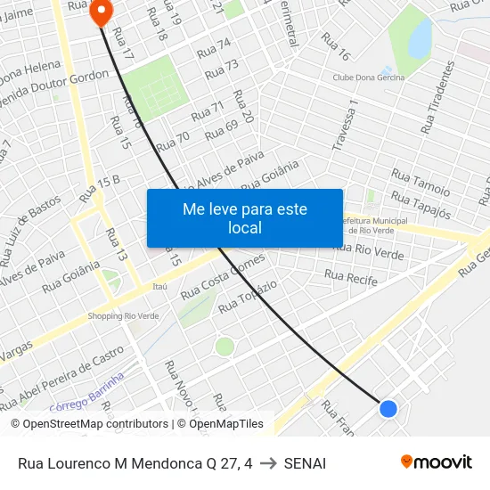 Rua Lourenco M Mendonca Q 27, 4 to SENAI map