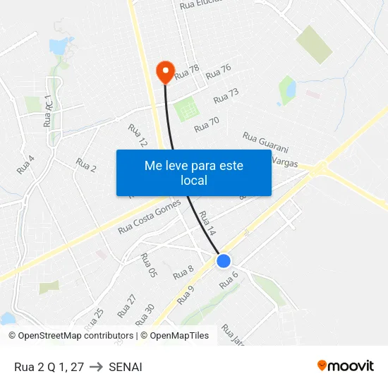 Rua 2 Q 1, 27 to SENAI map