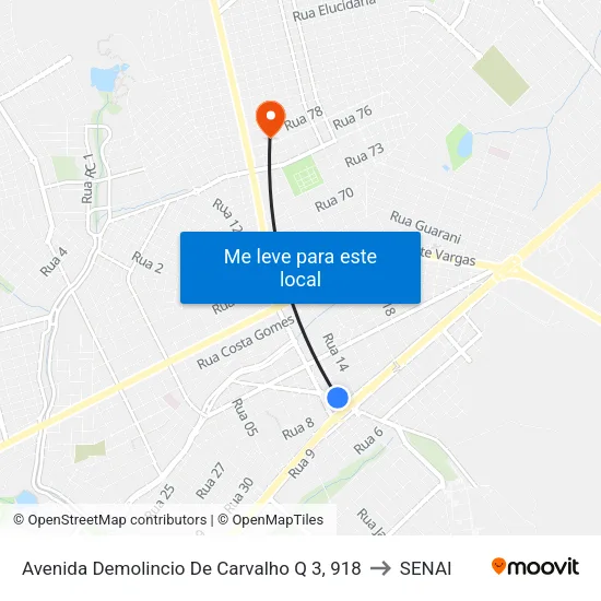 Avenida Demolincio De Carvalho Q 3, 918 to SENAI map