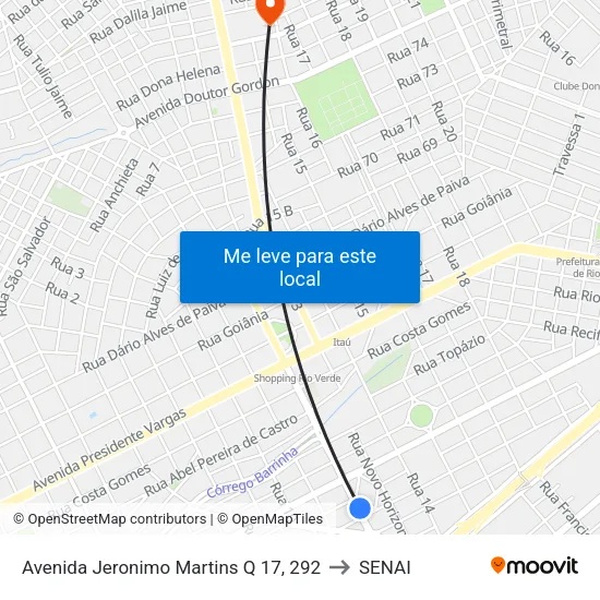 Avenida Jeronimo Martins Q 17, 292 to SENAI map