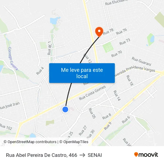 Rua Abel Pereira De Castro, 466 to SENAI map