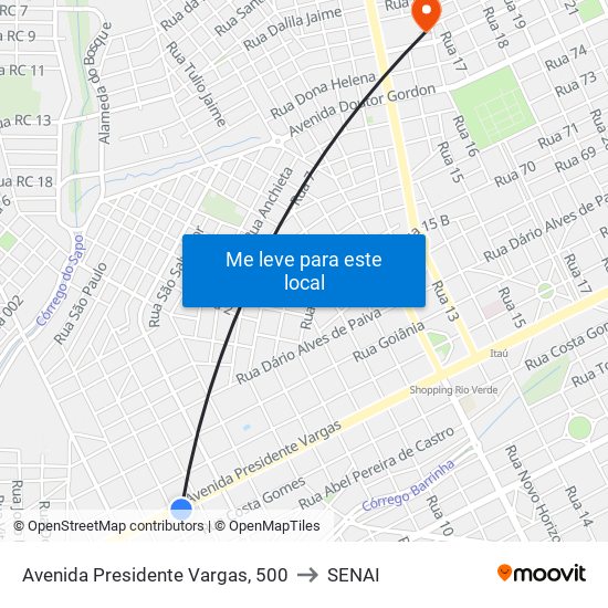 Avenida Presidente Vargas, 500 to SENAI map