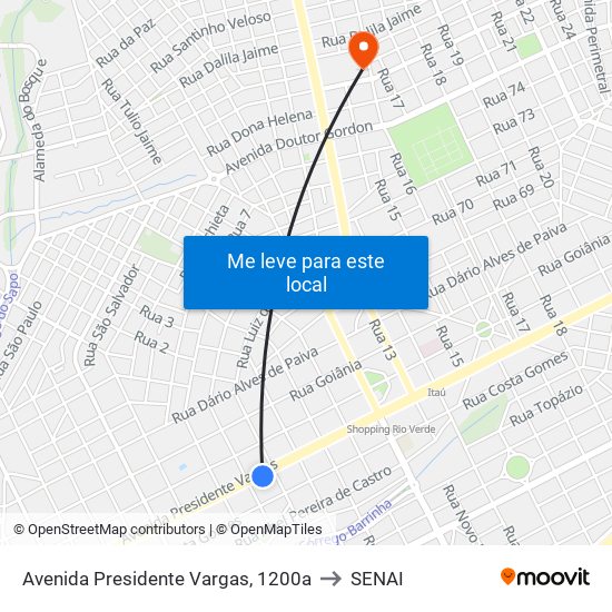 Avenida Presidente Vargas, 1200a to SENAI map