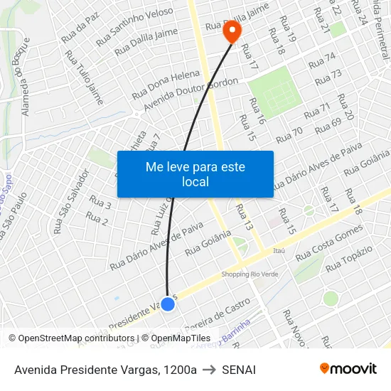 Avenida Presidente Vargas, 1200a to SENAI map