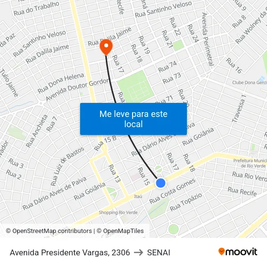 Avenida Presidente Vargas, 2306 to SENAI map