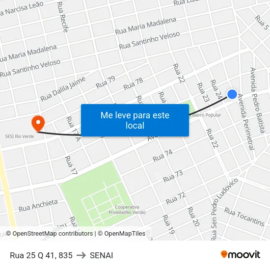Rua 25 Q 41, 835 to SENAI map