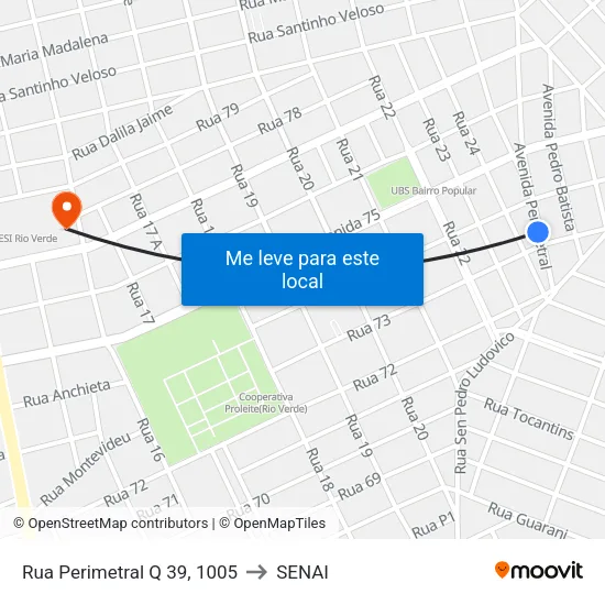 Rua Perimetral Q 39, 1005 to SENAI map