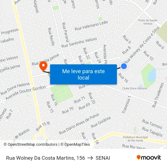 Rua Wolney Da Costa Martins, 156 to SENAI map