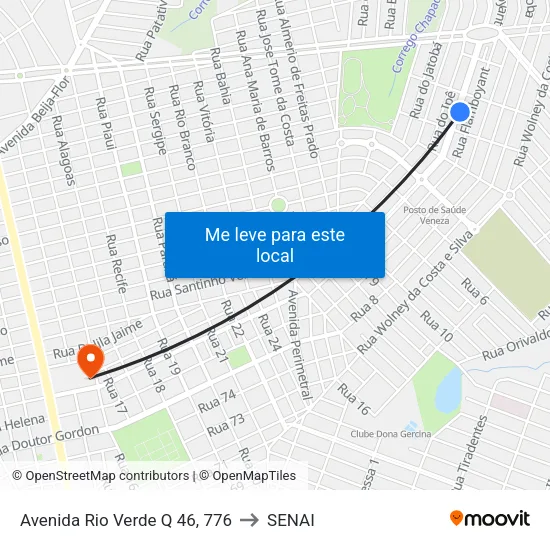 Avenida Rio Verde Q 46, 776 to SENAI map