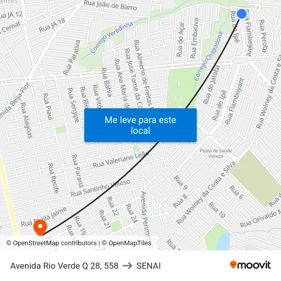 Avenida Rio Verde Q 28, 558 to SENAI map