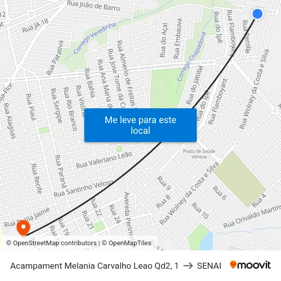 Acampament Melania Carvalho Leao Qd2, 1 to SENAI map