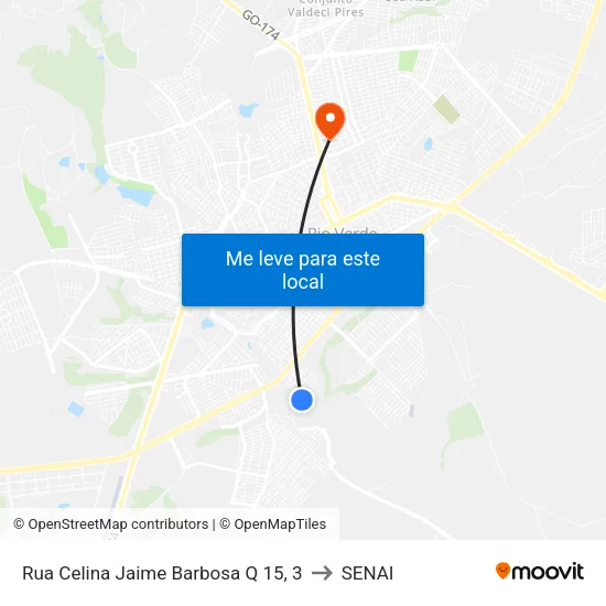Rua Celina Jaime Barbosa Q 15, 3 to SENAI map