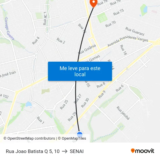 Rua Joao Batista Q 5, 10 to SENAI map