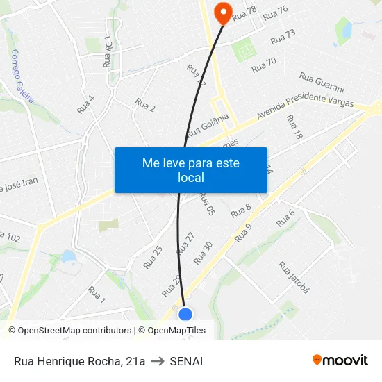 Rua Henrique Rocha, 21a to SENAI map
