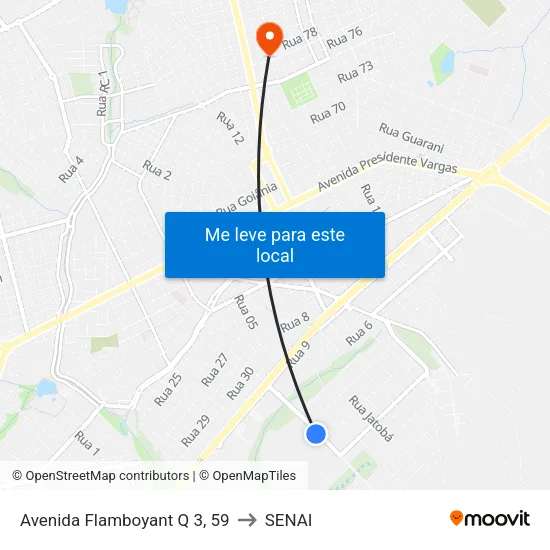 Avenida Flamboyant Q 3, 59 to SENAI map