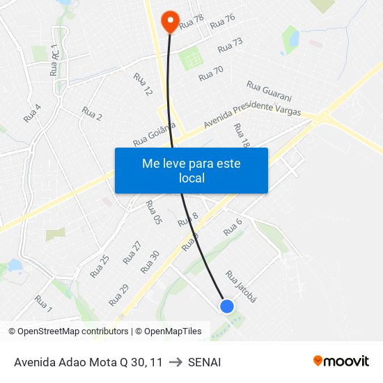 Avenida Adao Mota Q 30, 11 to SENAI map