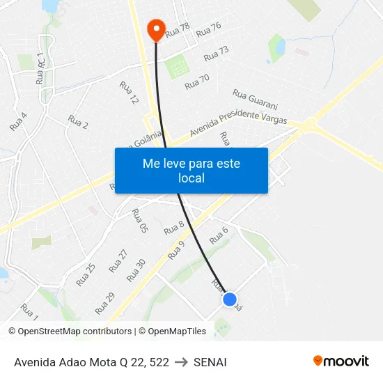 Avenida Adao Mota Q 22, 522 to SENAI map