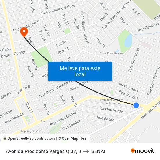 Avenida Presidente Vargas Q 37, 0 to SENAI map