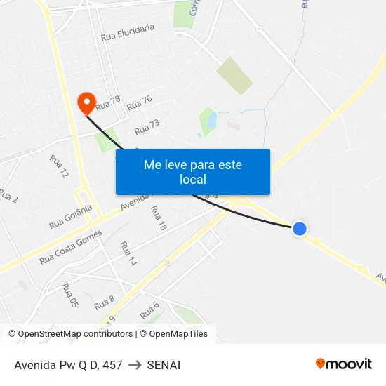 Avenida Pw Q D, 457 to SENAI map