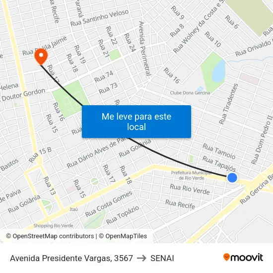 Avenida Presidente Vargas, 3567 to SENAI map