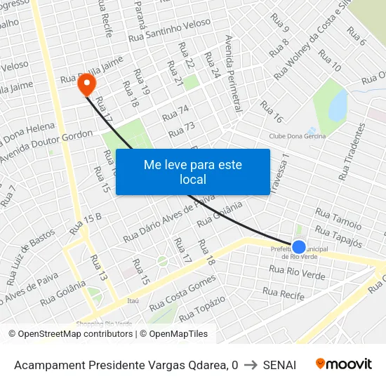 Acampament Presidente Vargas Qdarea, 0 to SENAI map